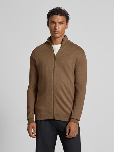 SELECTED HOMME Kurtka z dzianiny o kroju regular fit z czystej bawełny model ‘BERG’ Piaskowy 4