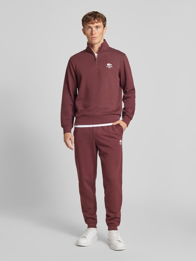 Lacoste Sweatshirt mit Stehkragen Modell 'HERITAGE' Bordeaux 1