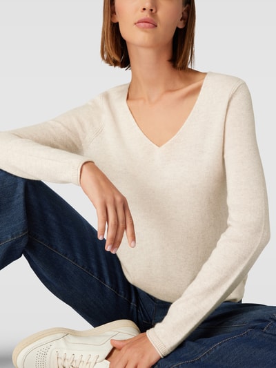 Christian Berg Woman Strickpullover aus Kaschmir mit V-Ausschnitt Beige meliert 3