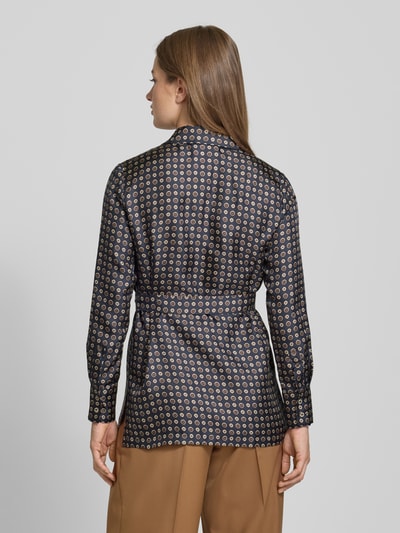 Max Mara Studio Regular Fit Hemdbluse aus bedruckter Seide Modell 'BOCCALE' Marine 5