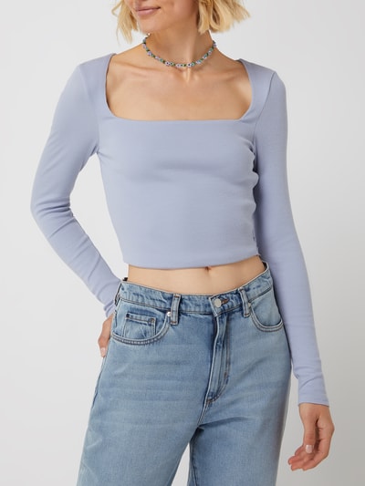 Only Cropped Shirt mit Karree-Ausschnitt Modell 'Loda' Hellblau 4