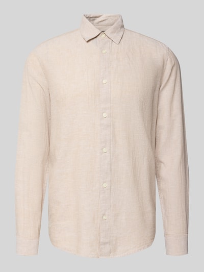 Produktfoto, jednokolorowa koszula casualowa z mieszanki bawełny i lnu, wykończenie cieniowaną przędzą, Slim Fit, model 'CAIDENLS SOLID' od Only & Sons