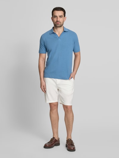 Marc O'Polo Regular Fit Poloshirt aus Baumwoll-Leinen-Mix Blau 1