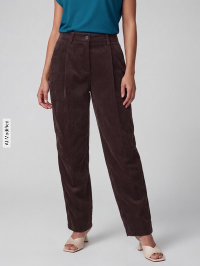 CAMBIO Regular Fit Cordhose mit Bundfalte Modell 'ORTENSIA' Dunkelbraun 4