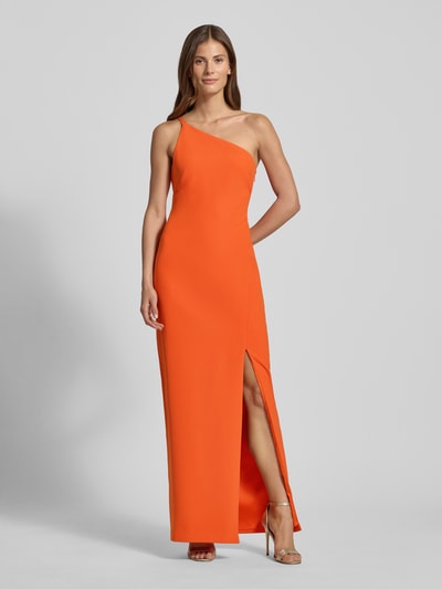 Lauren Ralph Lauren Slim fit avondjurk in one shoulder-design, model 'Mahure' Donkeroranje - 4