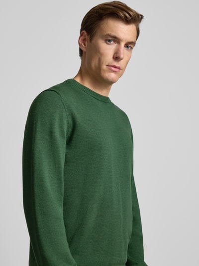 Christian Berg Men Gebreide pullover met ribboorden Olijfgroen gemêleerd - 3