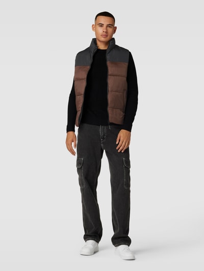 Jack & Jones Bodywarmer met opstaande kraag, model 'TOBY' Donkerbruin - 1