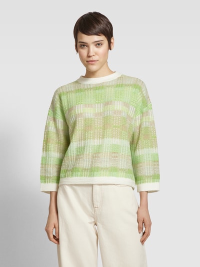 OPUS Sweter z dzianiny ze wzorem na całej powierzchni ‘Polira’ Jasnozielony 4