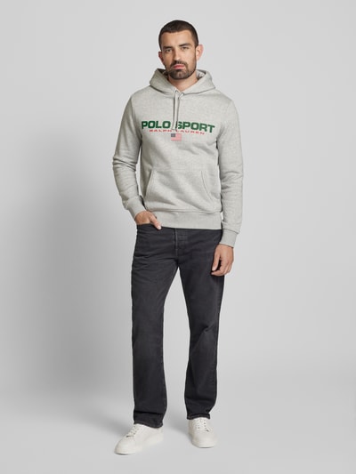 Polo Sport Hoodie mit Label-Print Hellgrau Melange 1