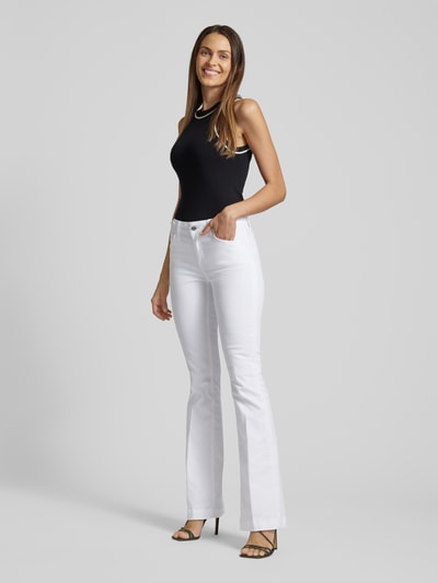 Liu Jo White Flared Jeans in unifarbenem Design mit Perlen Weiss 1