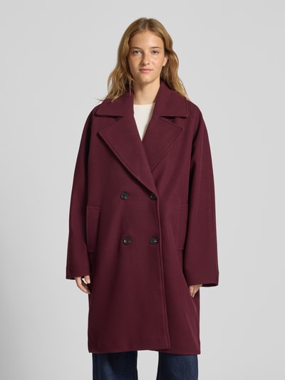 Noisy May Płaszcz o kroju oversized z kołnierzem z połami model ‘CICI’ Bordowy 4