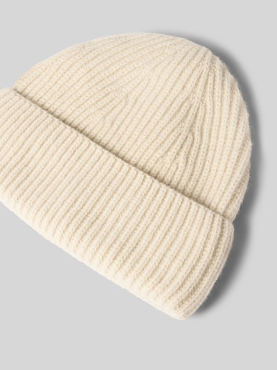 Produktfoto, Strickmütze aus Schurwoll-Mix von ROY ROBSON, cremefarben, grober Rippstrick, breiter Umschlag, weiche Textur, helle Optik