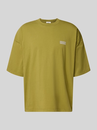 Produktfoto, T-Shirt mit Logo-Print Modell 'GIXY' von American Vintage in Olivgrün, Reine Baumwolle, Loose-Fit, Rundhalsausschnitt, Rückenlänge ca. 72 cm in Größe M/L.