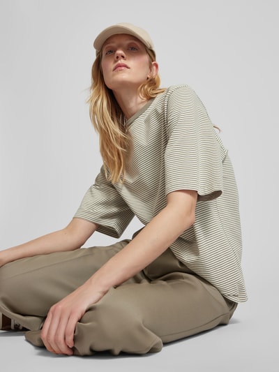 Anine Bing Oversized T-Shirt mit Streifenmuster Khaki 3