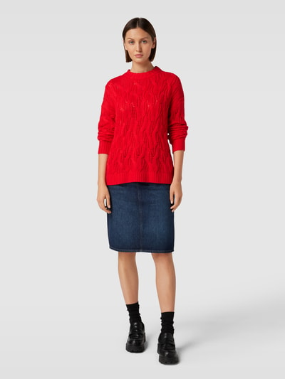 s.Oliver RED LABEL Strickpullover mit Zopfmuster Rot 1