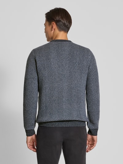 Profuomo Wollen pullover met ronde hals Marineblauw - 5