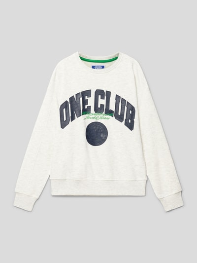 Jack & Jones Bluza o kroju oversized z nadrukiem z logo model ‘COLE’ Écru melanż 1