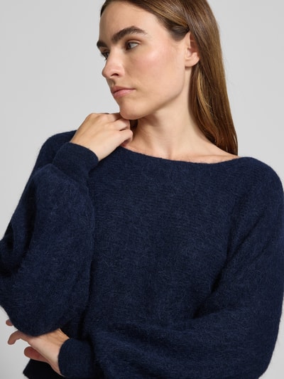 Marella Sweter z dzianiny z prążkowanymi wykończeniami model ‘FARADAY’ Granatowy 3