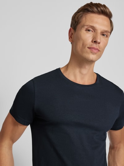 Casual Friday T-Shirt mit geripptem Rundhalsausschnitt Marine 3