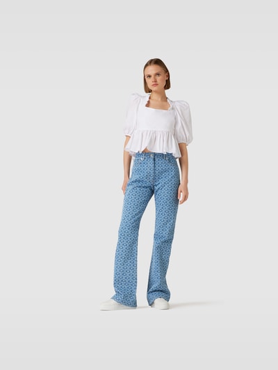 Rabanne High Waist Jeans mit Allover-Muster Jeansblau 1