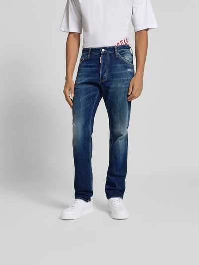 Dsquared2 Straight Fit Jeans mit Logo-Stitching Dunkelblau 4