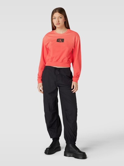 Calvin Klein Underwear Sweatshirt van katoen met labeldetail Koraal - 1