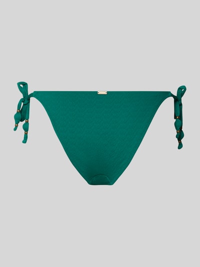 Produktfoto, Bikinibroekje met labeldetail model 'MASSA' van Banana Moon, groen, materiaalmix met stretch, nauwsluitend model.