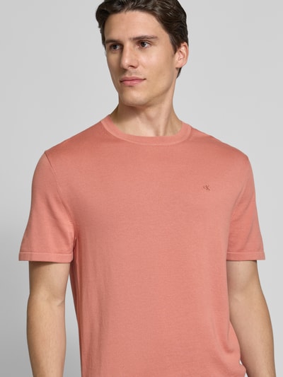 CK Calvin Klein T-Shirt mit Logo-Stitching Modell 'SUPIMA' Lachs 3