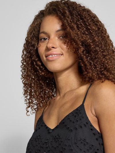 Pieces Top bluzkowy o kroju relaxed fit z czystej bawełny model ‘VILDE’ Czarny 3