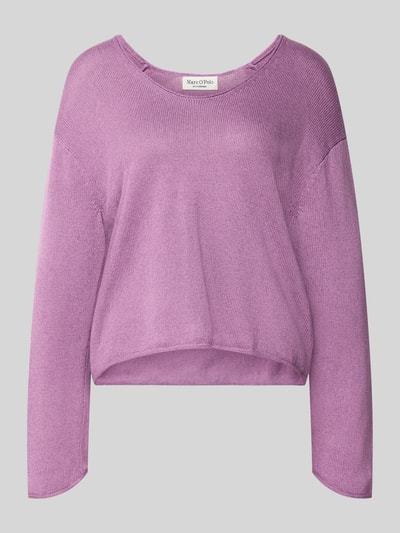 Marc O'Polo Sweter z dzianiny o kroju regular fit z mieszanki bawełny i lnu Purpurowy 2