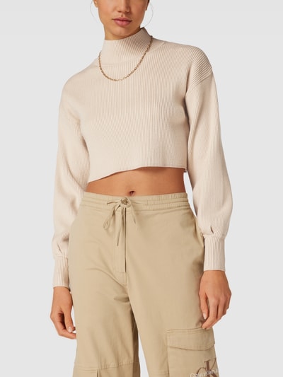 Gina Tricot Cropped Strickpullover mit Strukturmuster Modell 'ARYA' Beige 4