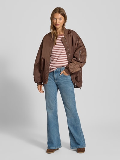 Armedangels Loose fit T-shirt van puur katoen, model 'IDAARA STRIPES' Rosé - 1