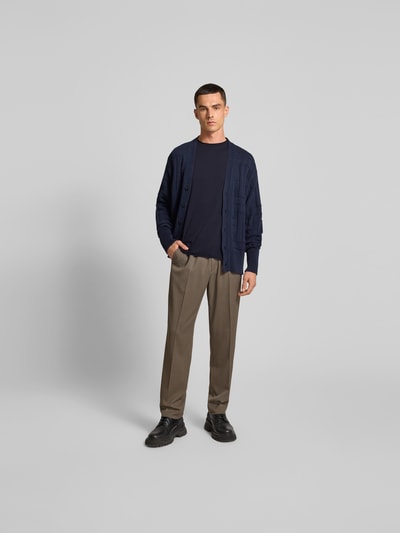 Filippa K Regular Fit T-Shirt mit Rollsaum Marine 1