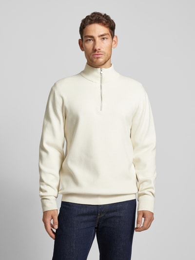 Lindbergh Gebreide pullover met geribde opstaande kraag Offwhite - 4