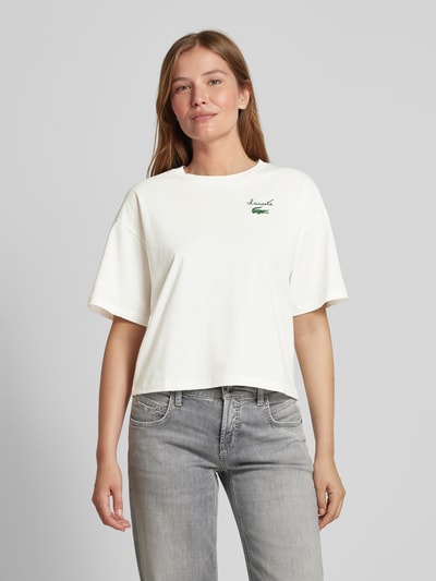 Lacoste Sport T-shirt z nadrukiem z logo Złamany biały 4