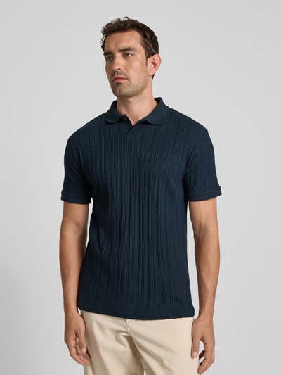 SELECTED HOMME Slim fit poloshirt met structuurmotief, model 'JADEN' Marineblauw - 3