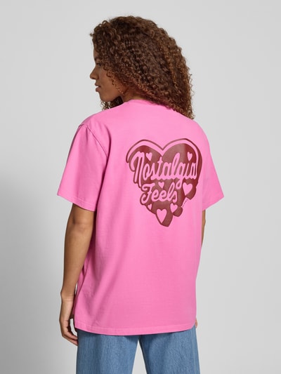 OH APRIL Oversized T-shirt met print aan de achterkant Felroze - 5