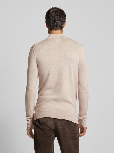 Christian Berg Men Gebreide pullover met turtleneck Zand gemêleerd - 5