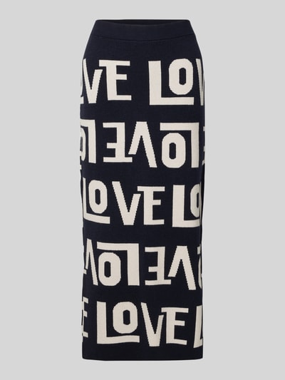 Milano Italy Gebreide rok in all-over look met elastische band Marineblauw - 2