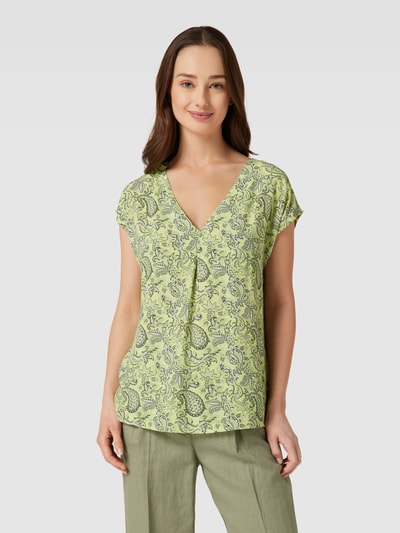 Montego Blouseshirt van pure viscose met stolpplooi Neon groen - 4