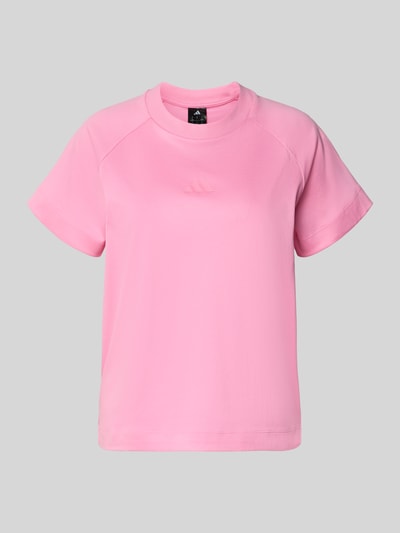 Produktfoto, T-Shirt mit Logo und Rundhalsausschnitt von adidas Sportswear in Rosa, Reine Baumwolle, Regular-Fit, Rückenlänge 57 cm Größe S