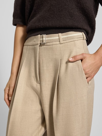 Cambio Spodnie materiałowe o szerokim kroju z dodatkiem wiskozy model ‘Elaine’ Beżowy melanż 3