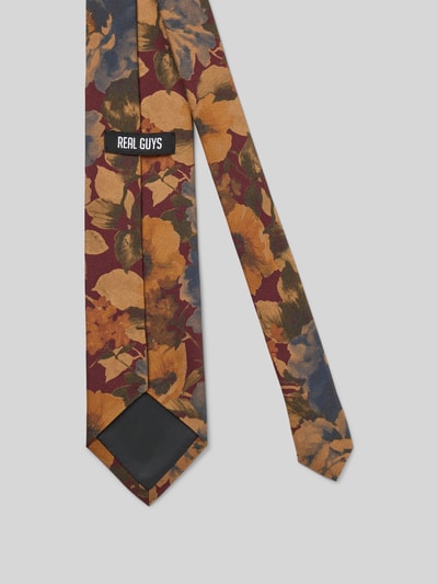 REAL GUYS Zijden stropdas met all-over bloemenprint (8,5 cm) Bordeaux - 2