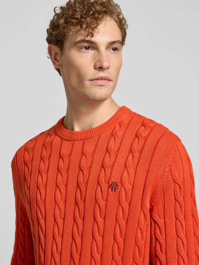 MCNEAL Slim fit gebreide pullover van puur katoen Donkeroranje - 3