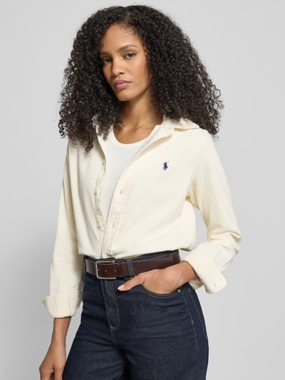 Polo Ralph Lauren Slim Fit Hemdbluse aus Cord mit Label-Stitching Beige 3