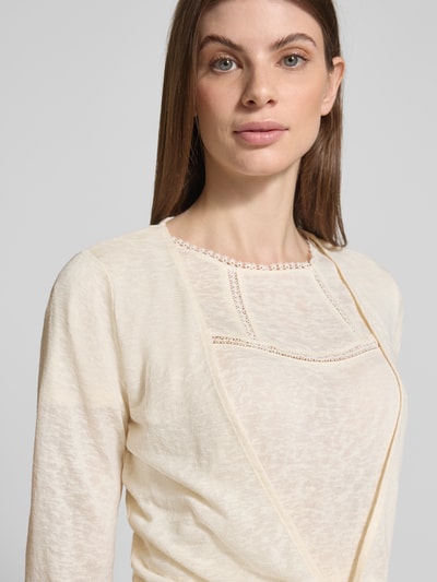 Zero Strickjacke aus Viskose-Mix mit Schnürung Ecru 3