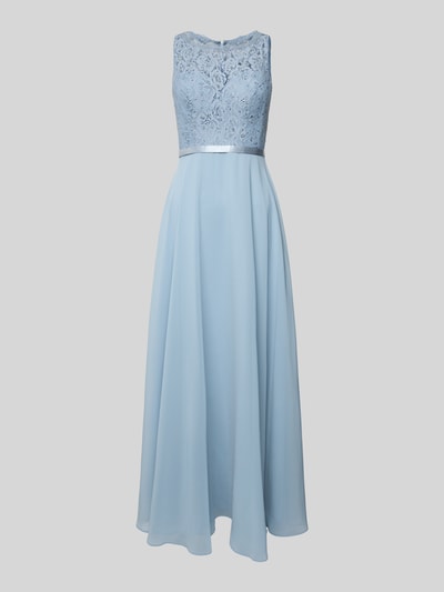 Luxuar Abendkleid mit Strasssteinbesatz Rauchblau 2