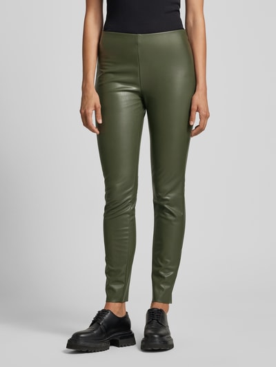 Raffaello Rossi Skinny fit broek in leerlook Olijfgroen - 4