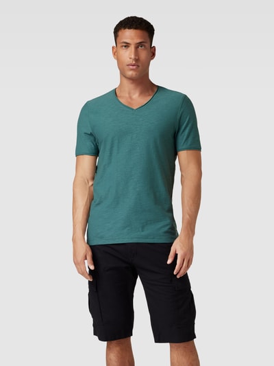 MCNEAL T-shirt o kroju regular fit z bawełny z dekoltem w serek Neonowy niebieski 4