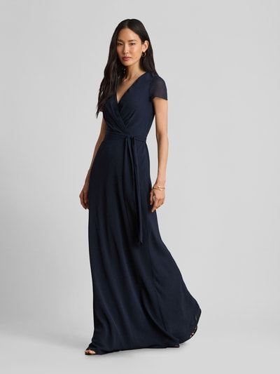 Lauren Ralph Lauren Avondjurk met strikceintuur en V-hals Donkerblauw - 4